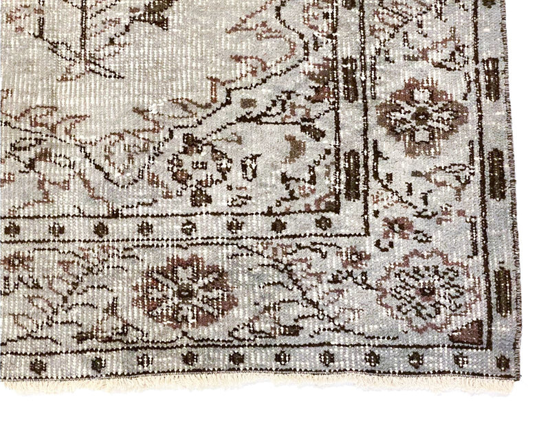 Vintage Handmade 5x9 Gray and Brown Anatolian Turkish Overdyed Distressed Area Rug