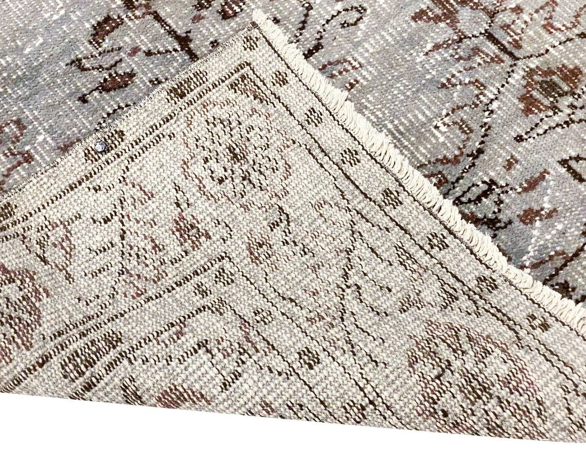 Vintage Handmade 5x9 Gray and Brown Anatolian Turkish Overdyed Distressed Area Rug
