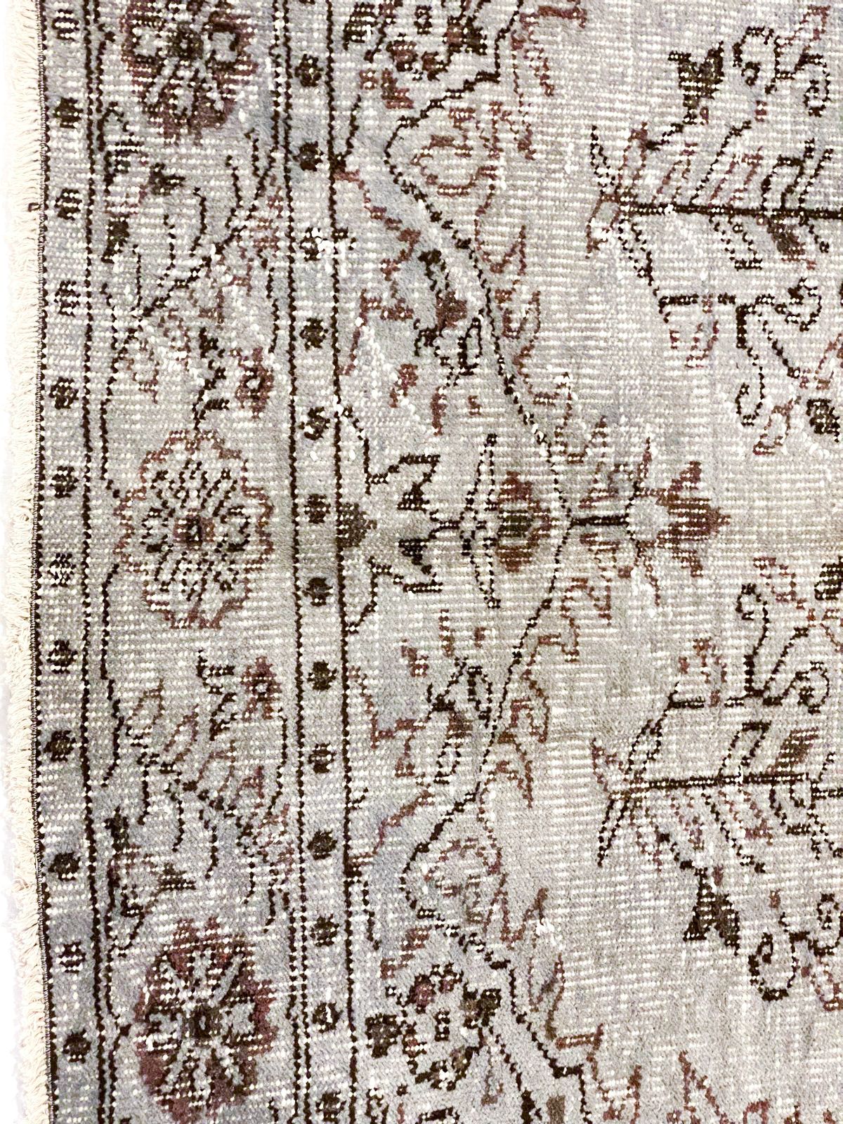 Vintage Handmade 5x9 Gray and Brown Anatolian Turkish Overdyed Distressed Area Rug