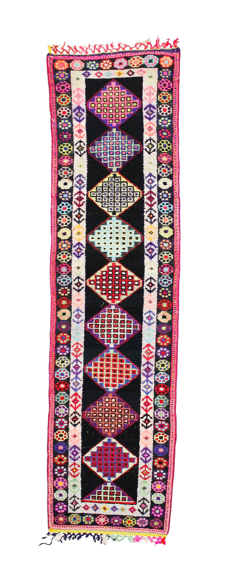 Vintage Handmade 3x10 Multicolor Anatolian Turkish Tribal Distressed Area Runner