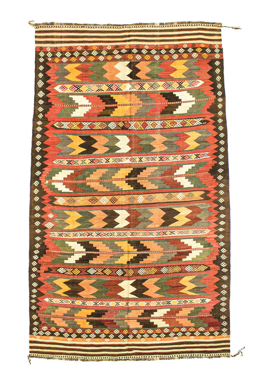 7x11  Handmade Vintage Anatolian Handmade Tribal Rug Kilim