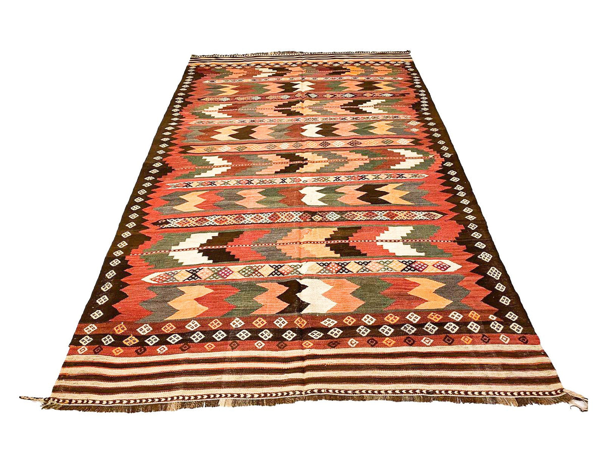 7x11  Handmade Vintage Anatolian Handmade Tribal Rug Kilim