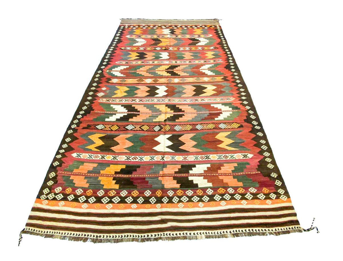 7x11  Handmade Vintage Anatolian Handmade Tribal Rug Kilim