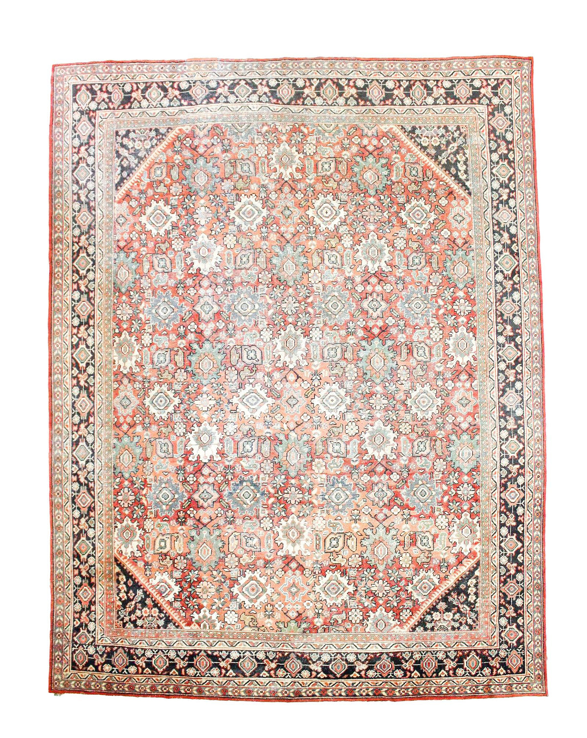 Vintage Handmade 10x13 Red and Brown Anatolian Turkish Oushak Distressed Area Rug
