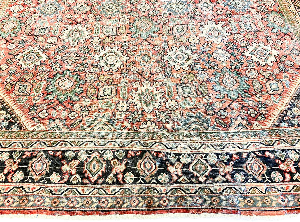 Vintage Handmade 10x13 Red and Brown Anatolian Turkish Oushak Distressed Area Rug