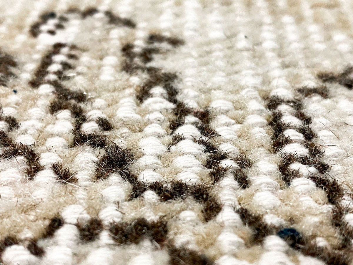 6x9 Ivory and Brown Anatolian Turkish Overdyed Distressed Area Rug