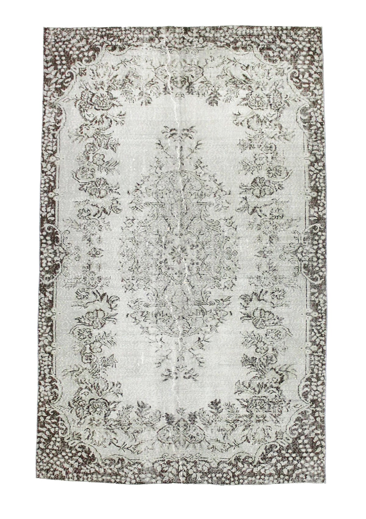 6x9 Gray and Brown Turkish Overdyed Rug