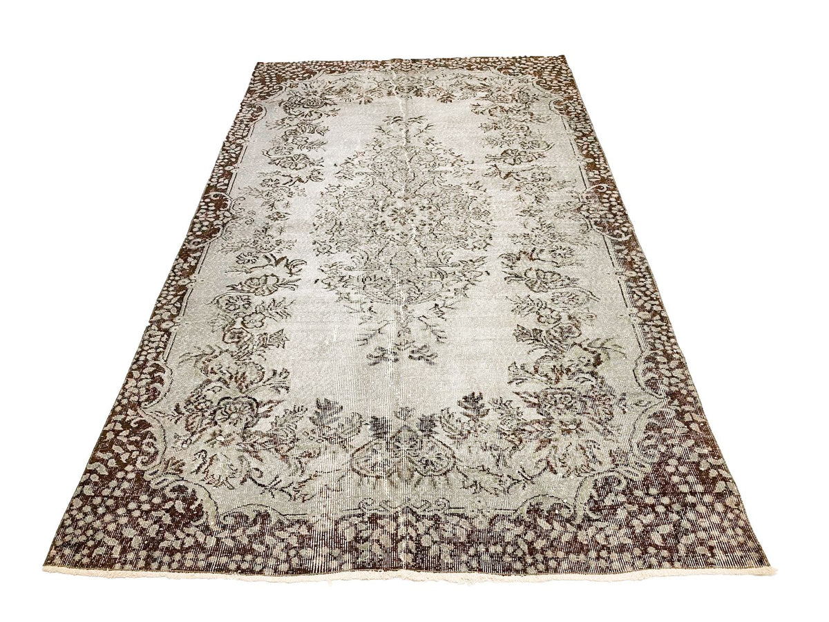 6x9 Gray and Brown Turkish Overdyed Rug