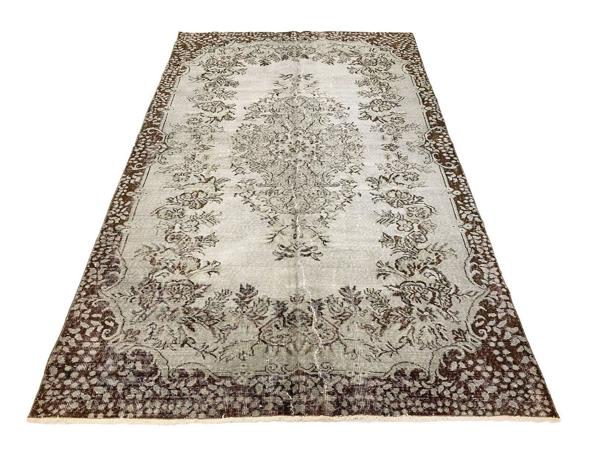 6x9 Gray and Brown Turkish Overdyed Rug