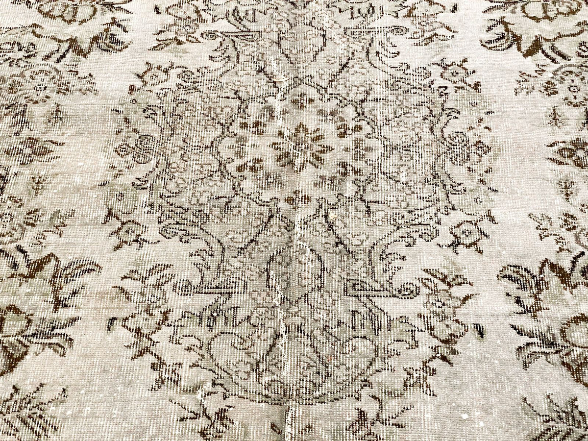 6x9 Gray and Brown Turkish Overdyed Rug