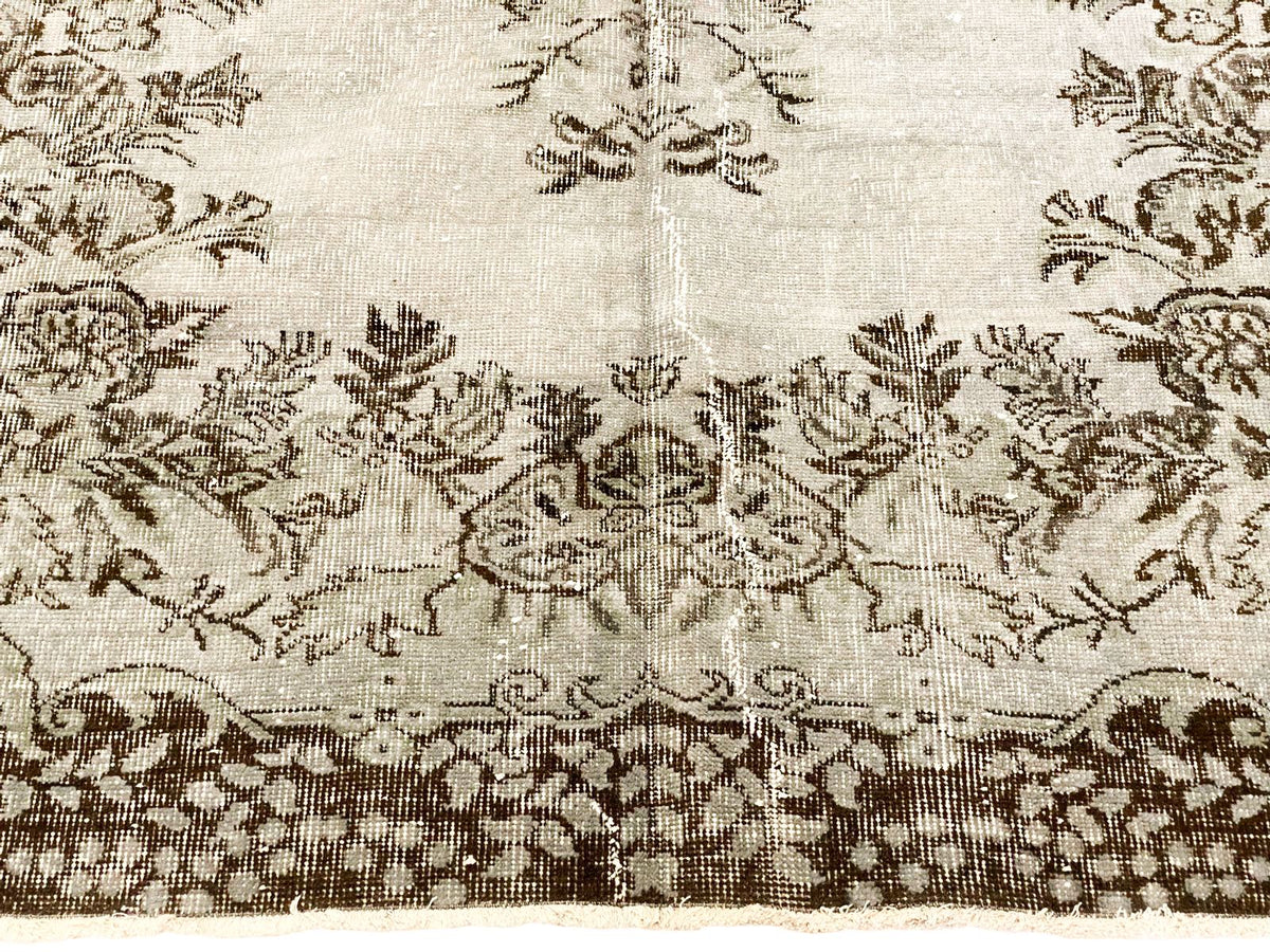 6x9 Gray and Brown Turkish Overdyed Rug