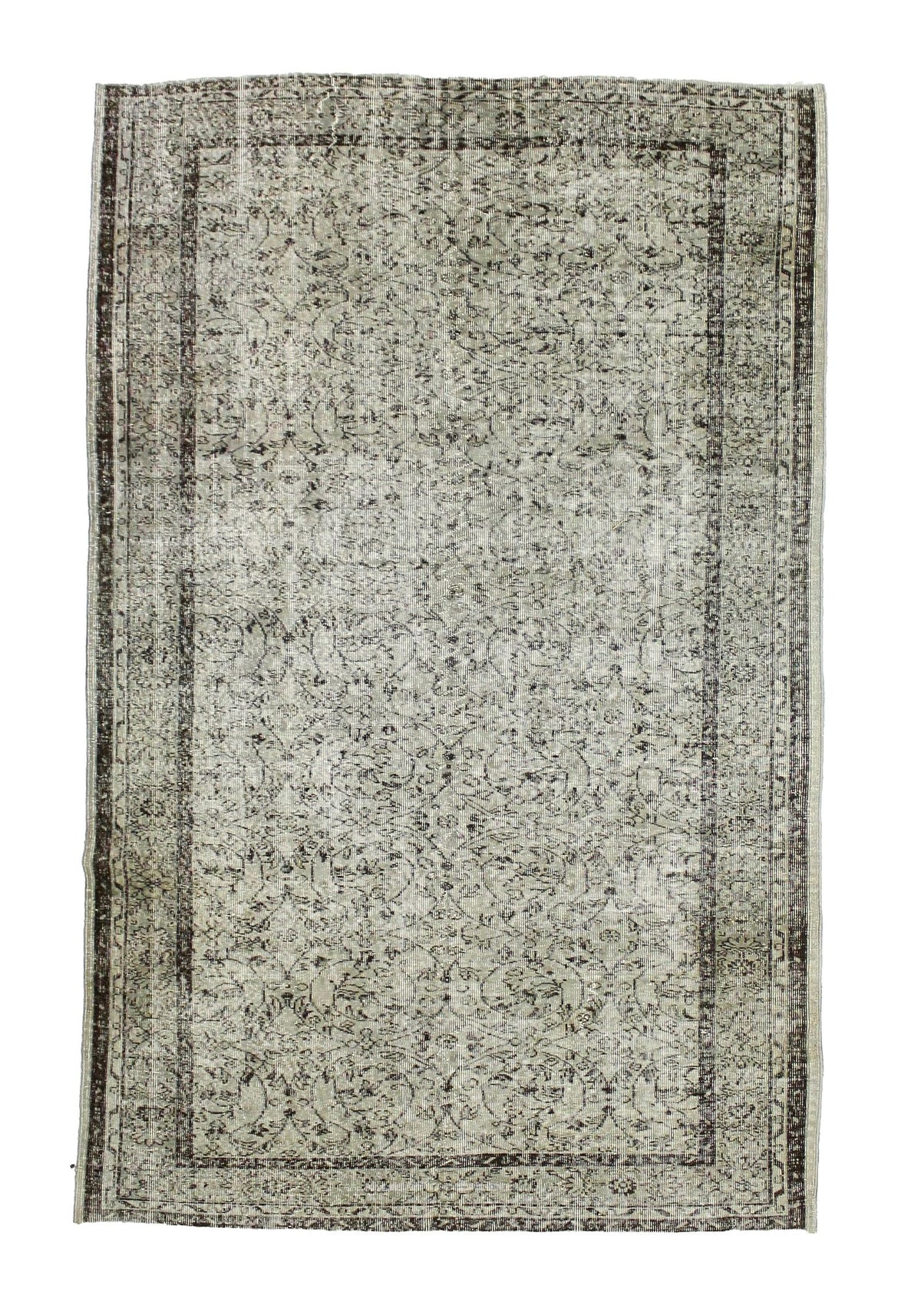 6x10 Gray and Brown Turkish Overdyed Rug