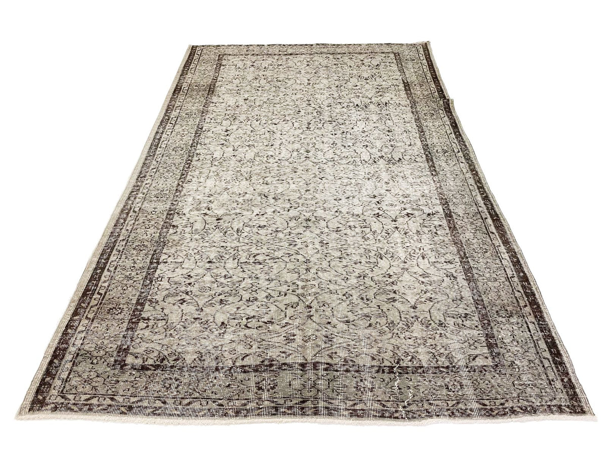 6x10 Gray and Brown Turkish Overdyed Rug