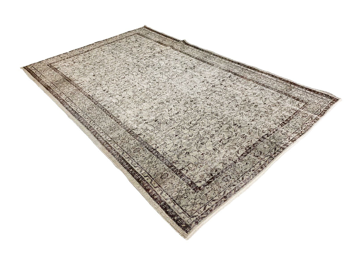 6x10 Gray and Brown Turkish Overdyed Rug