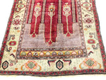 Vintage Handmade 5x9 Red and Gold Anatolian Turkish Tribal Distressed Area Rug