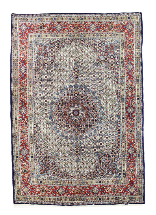 7x10 Red and Ivory Turkish Oushak Rug