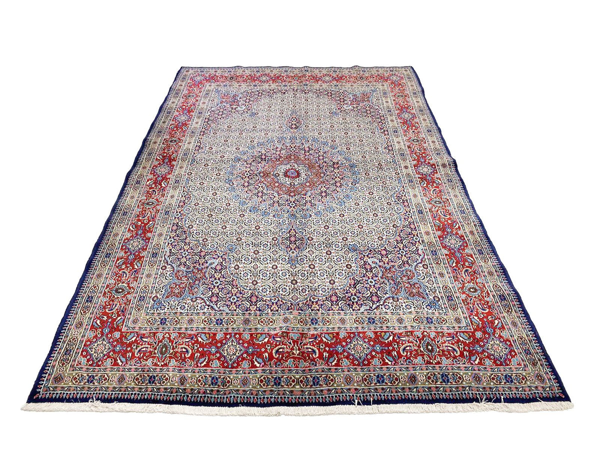 7x10 Red and Ivory Turkish Oushak Rug