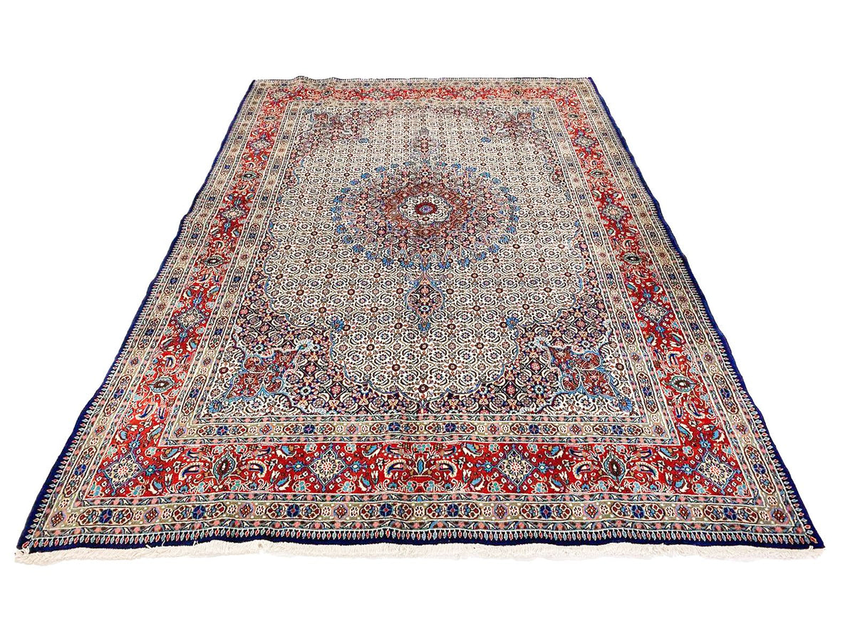 7x10 Red and Ivory Turkish Oushak Rug