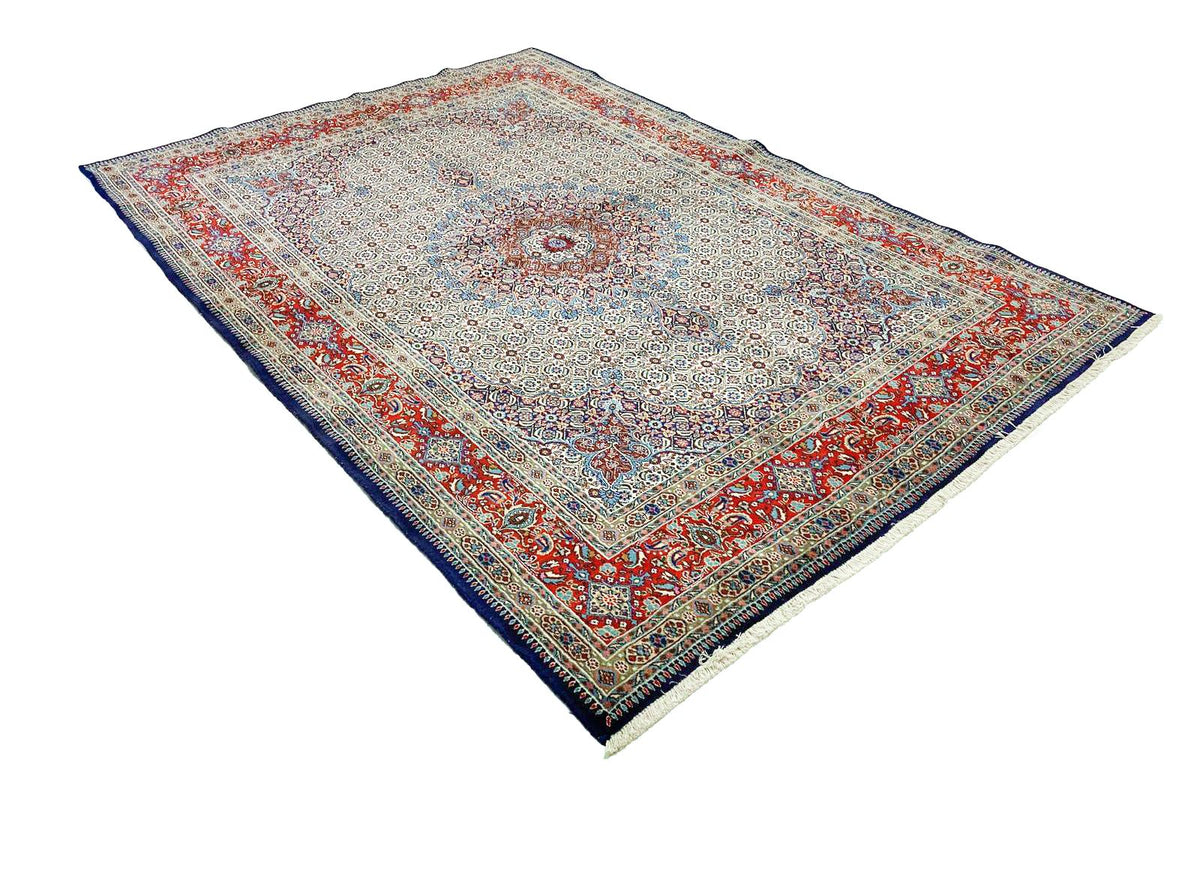 7x10 Red and Ivory Turkish Oushak Rug