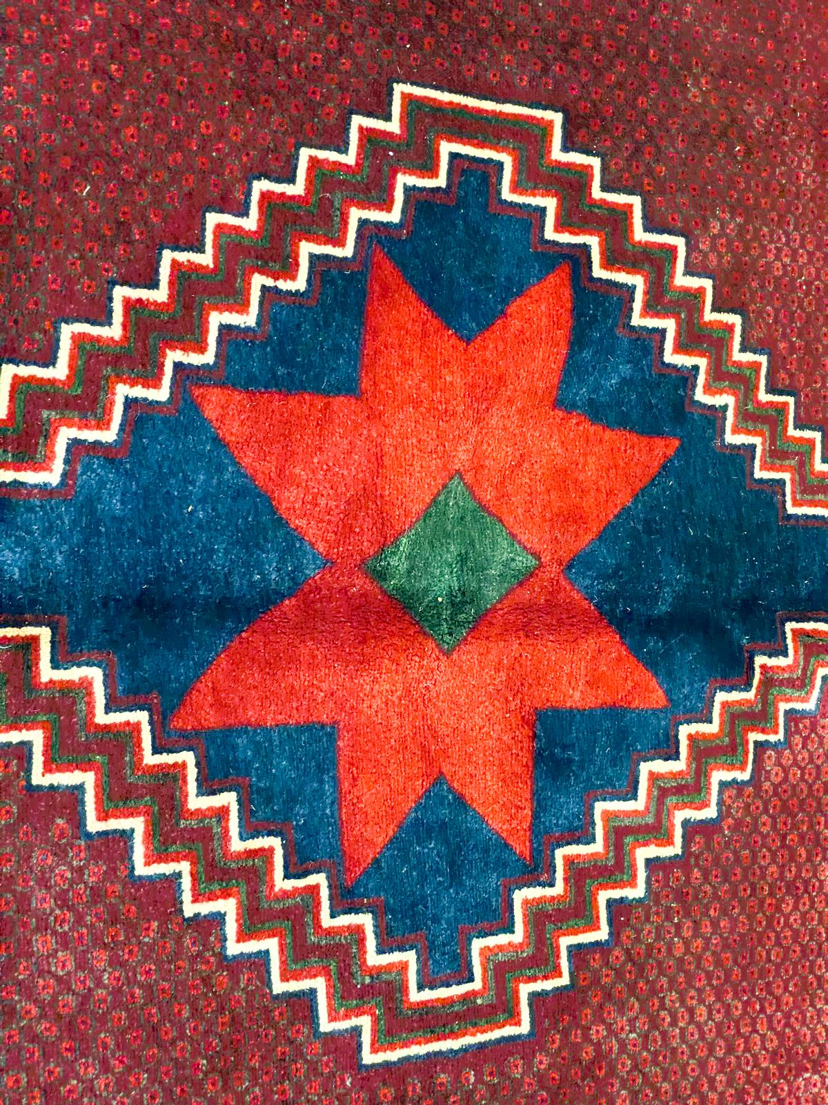 7x10 Red and Navy Anatolian Turkish Tribal Rug
