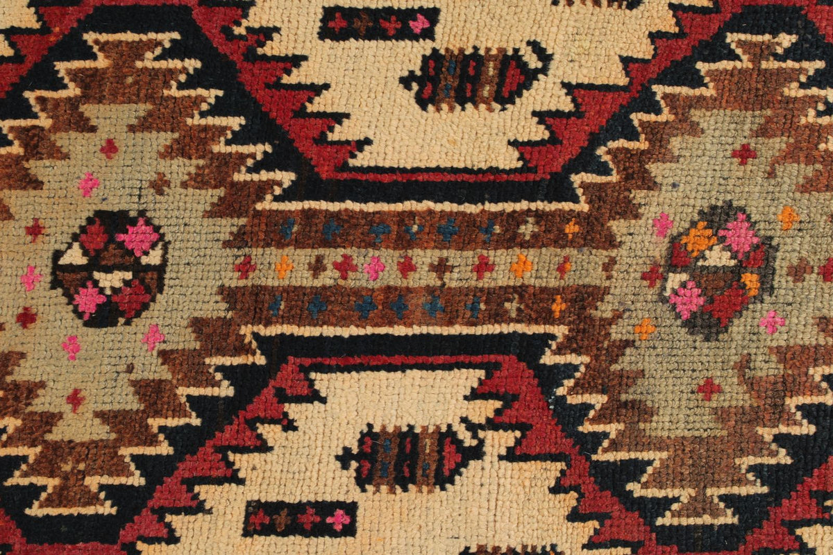 3x11 Ivory and Brown Anatolian Turkish Tribal Runner