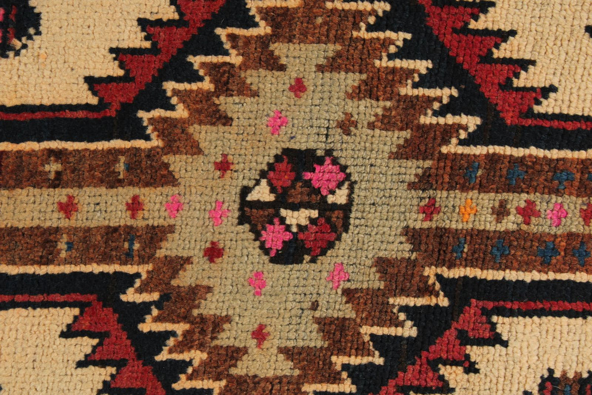 3x11 Ivory and Brown Anatolian Turkish Tribal Runner
