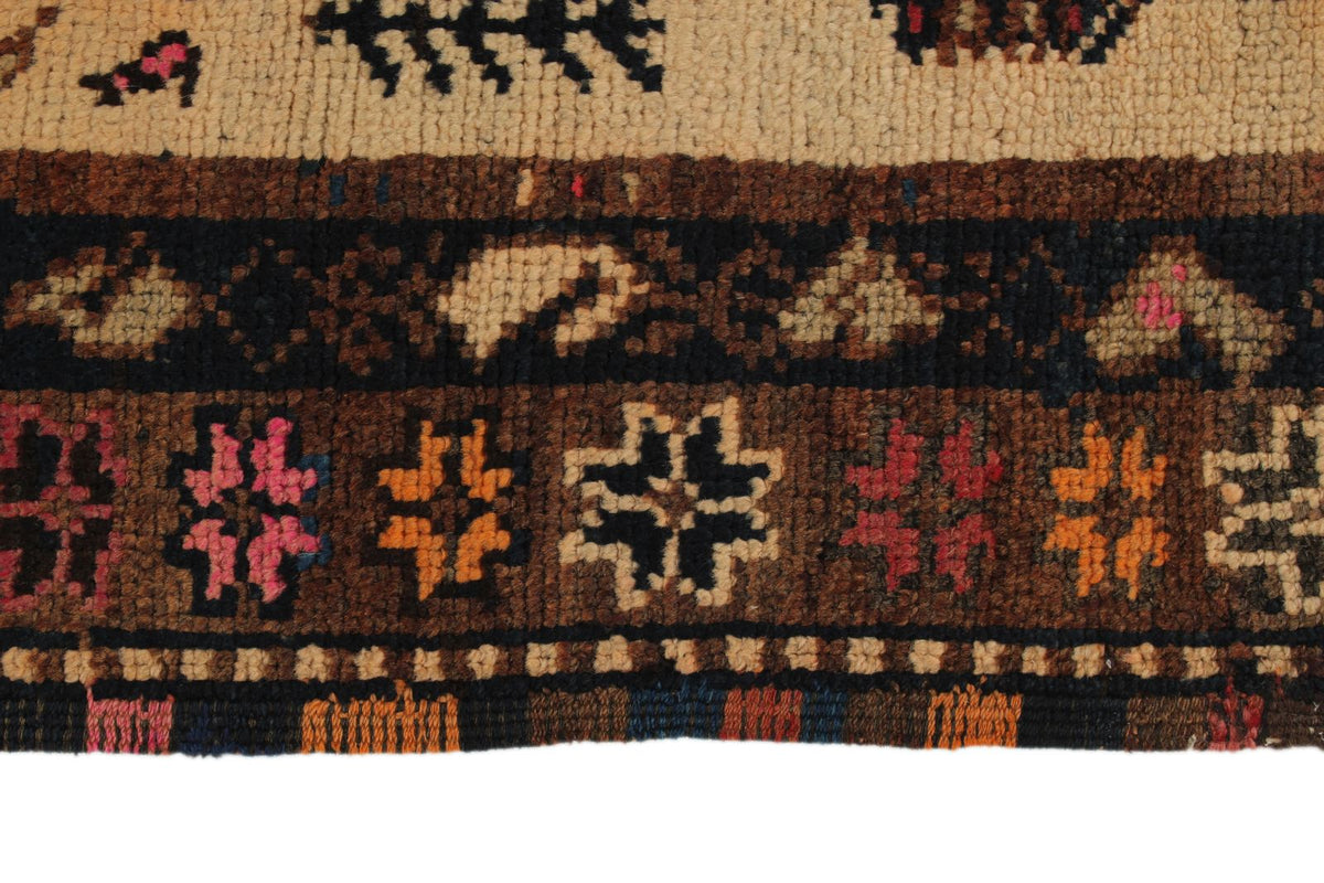 3x11 Ivory and Brown Anatolian Turkish Tribal Runner