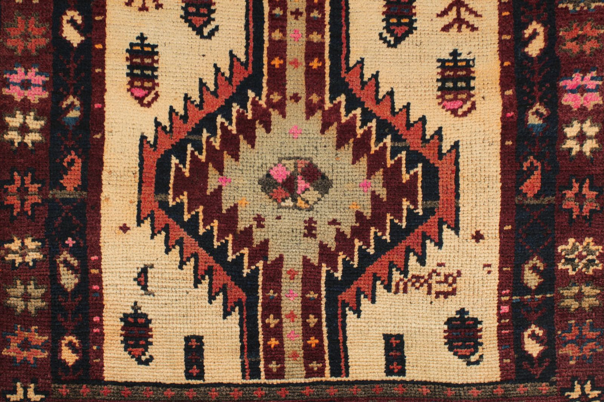 3x11 Ivory and Brown Anatolian Turkish Tribal Runner