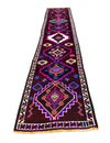 Vintage Handmade 3x15 purple and white Anatolian Turkish Tribal Distressed Area Runner