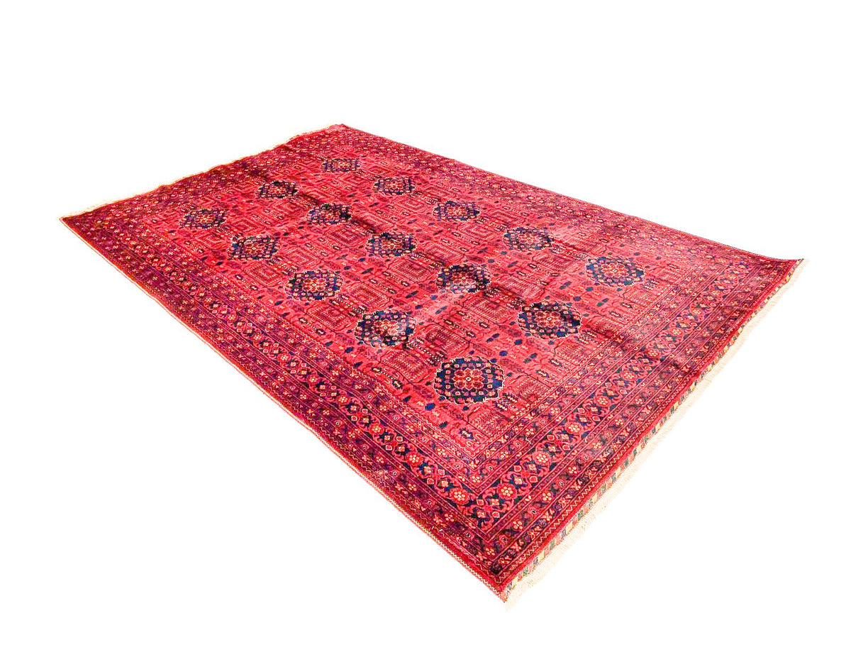Vintage Handmade 7x10 Red And Navy Anatolian Caucasian Tribal Distressed Area Rug