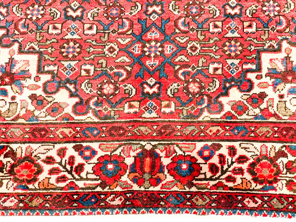 Vintage Handmade 4x7 Red and Ivory Anatolian Turkish Oushak Distressed Area Rug