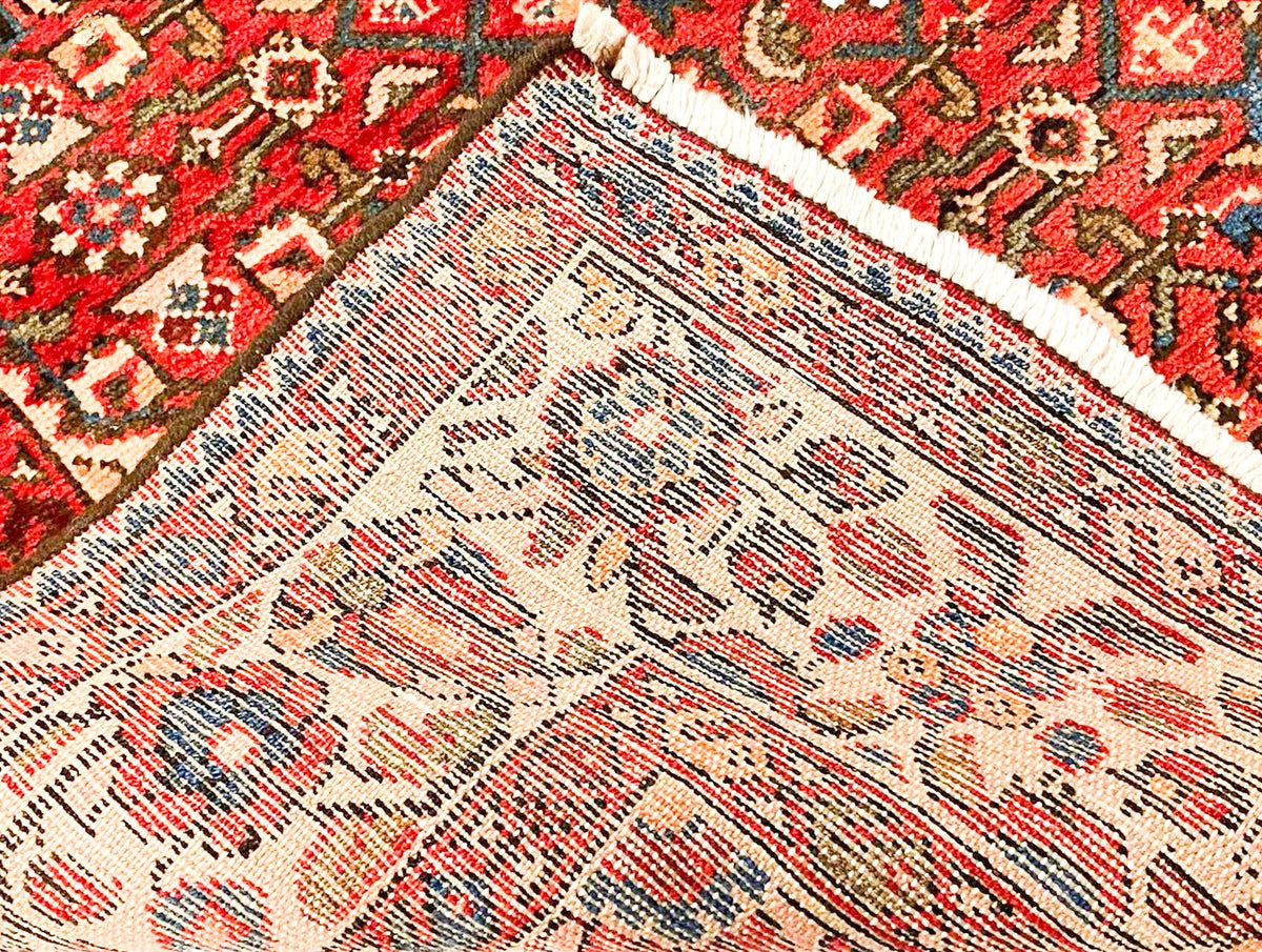 Vintage Handmade 4x7 Red and Ivory Anatolian Turkish Oushak Distressed Area Rug