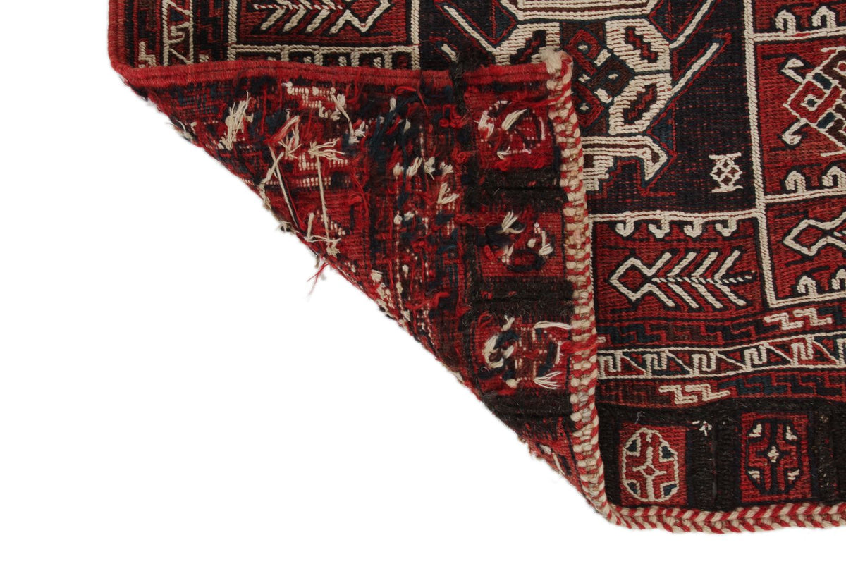 Vintage Handmade 2x7 Red And Ivory Anatolian Caucasian Tribal Distressed Area Rug