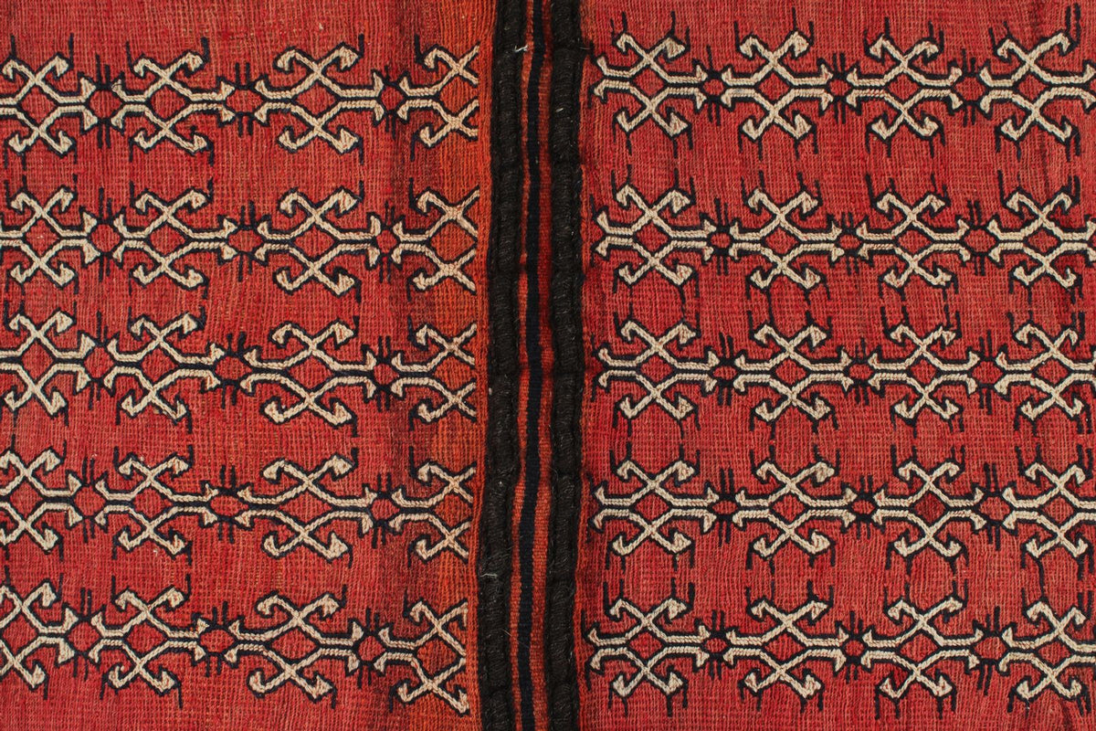 Vintage Handmade 2x7 Red And Ivory Anatolian Caucasian Tribal Distressed Area Rug