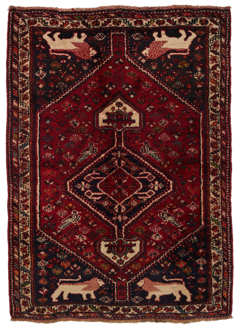 4x6 Red and Ivory Turkish Oushak Rug