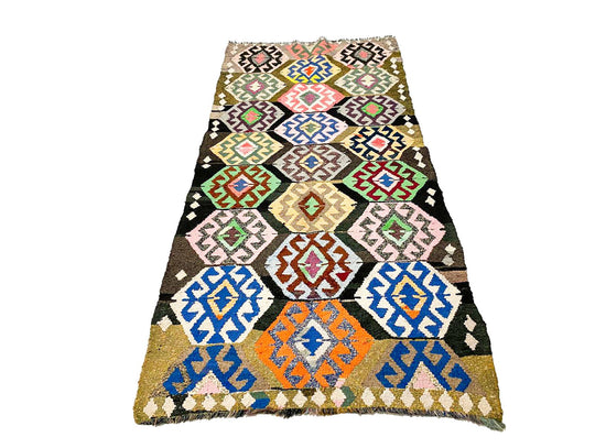4x8 Handmade Patchwork Vintage Anatolian Handmade Tribal Runner Kilim