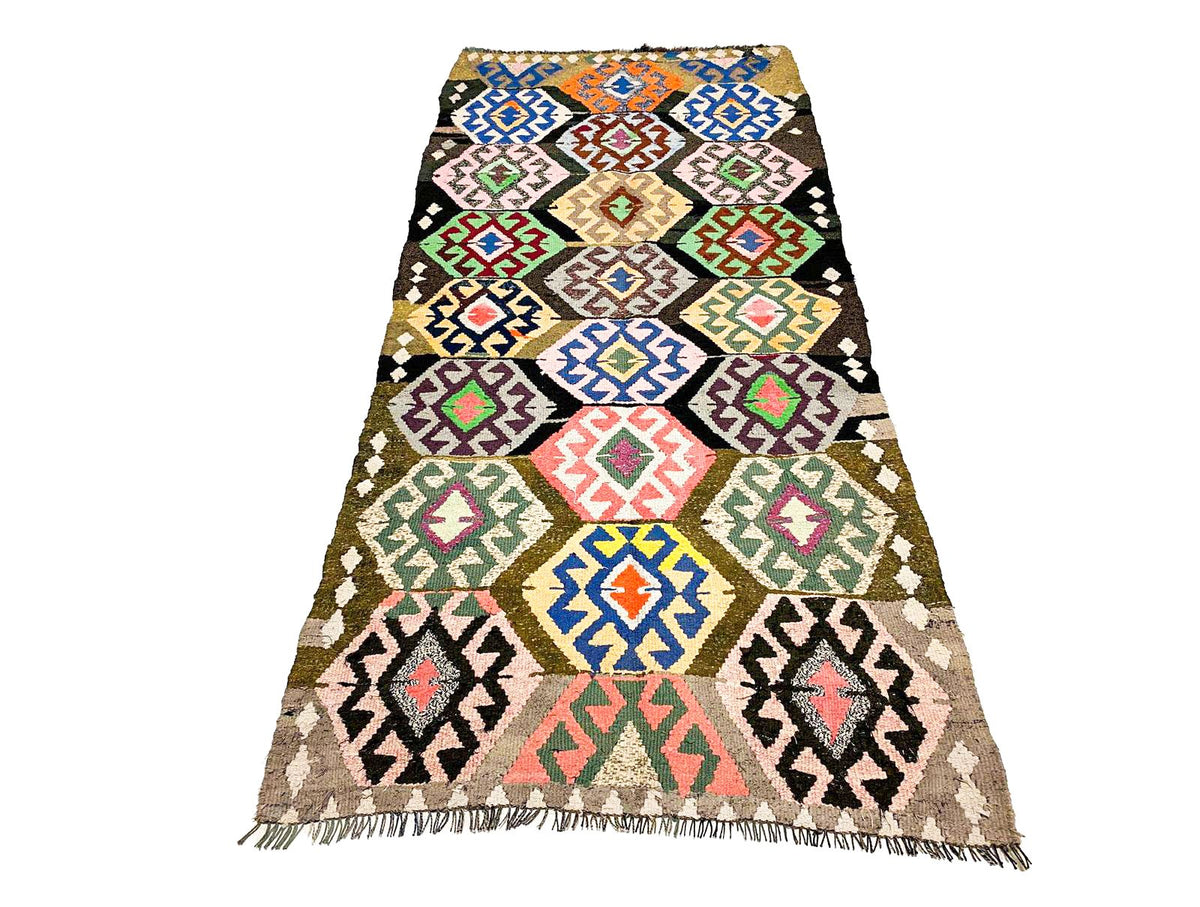 4x8 Handmade Patchwork Vintage Anatolian Handmade Tribal Runner Kilim