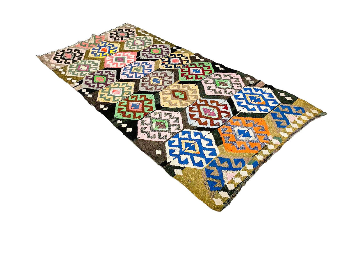 4x8 Handmade Patchwork Vintage Anatolian Handmade Tribal Runner Kilim