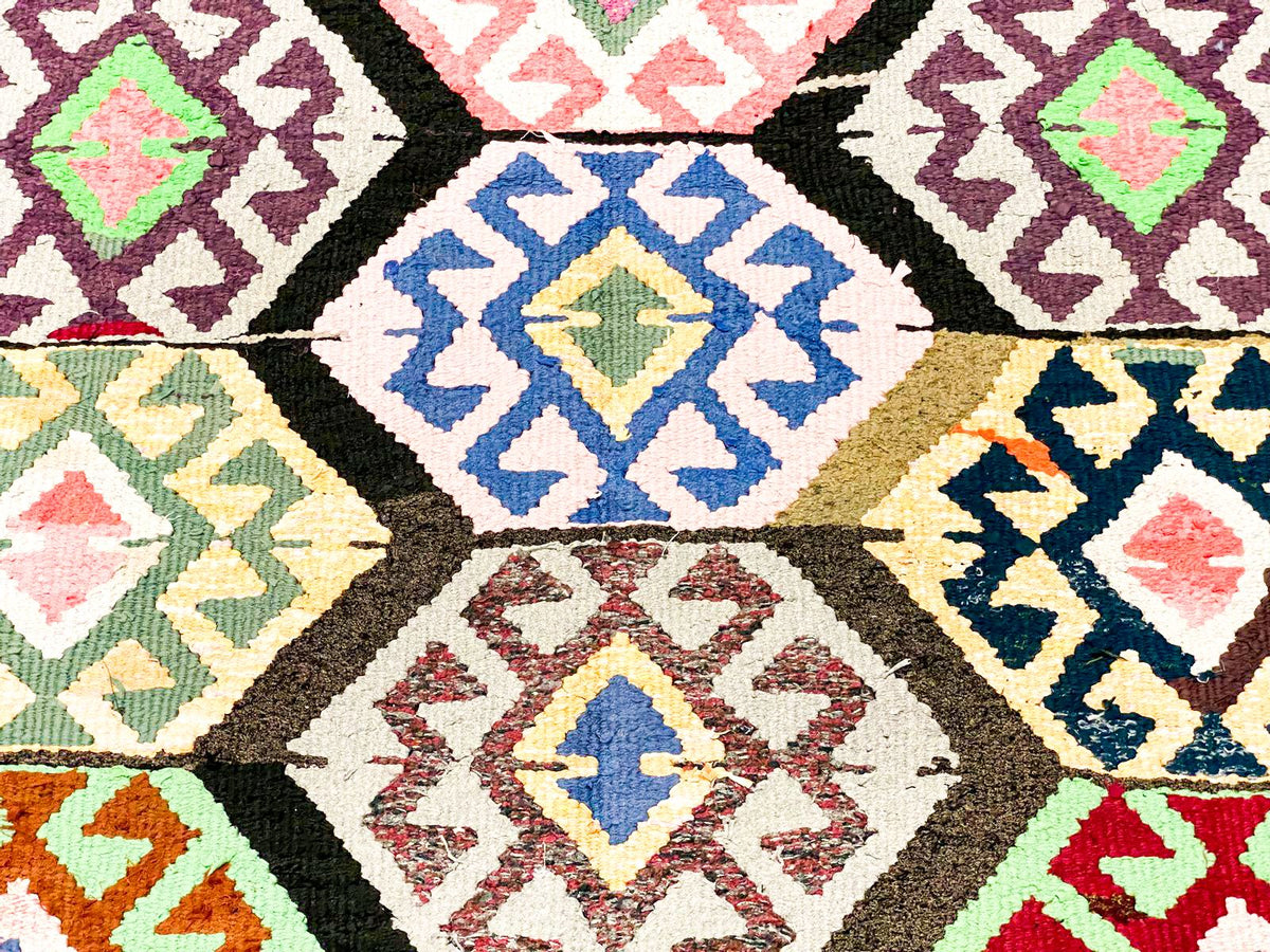 4x8 Handmade Patchwork Vintage Anatolian Handmade Tribal Runner Kilim