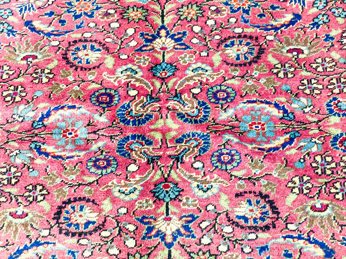 Vintage Handmade 5x7 Ivory and Pink Anatolian Turkish Tribal Distressed Area Rug