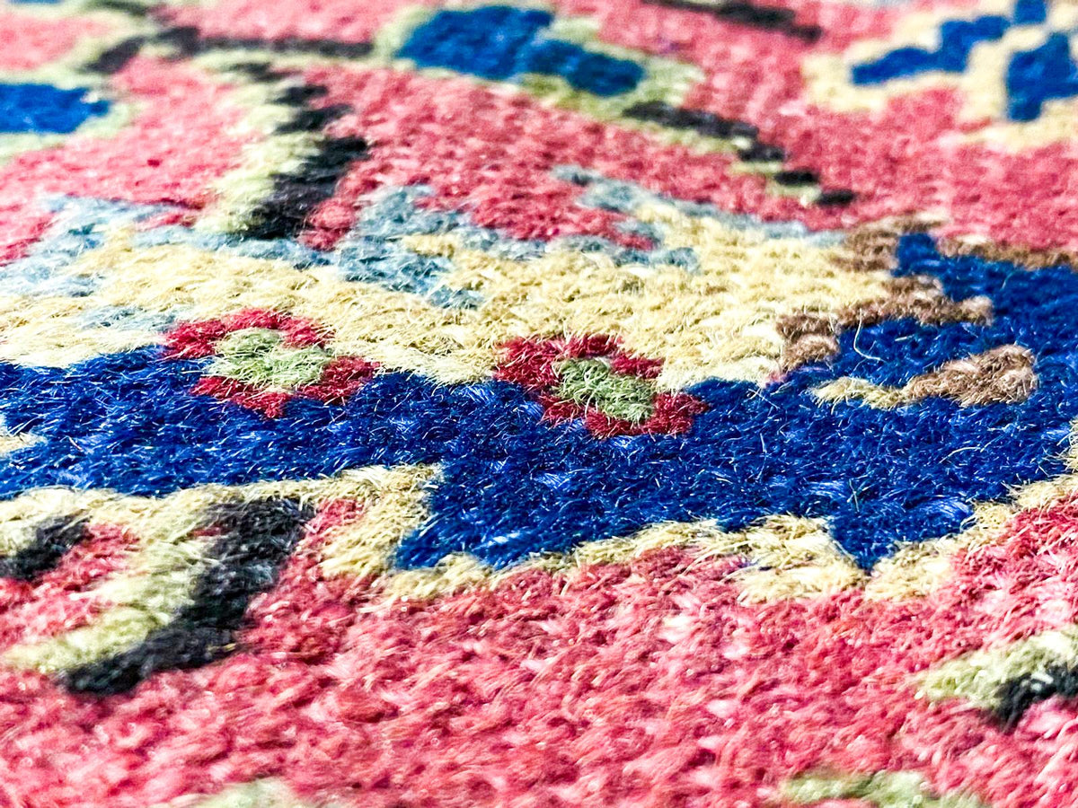Vintage Handmade 5x7 Ivory and Pink Anatolian Turkish Tribal Distressed Area Rug