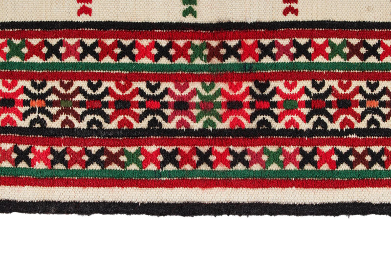 3x4 Red and White Turkish Tribal Rug