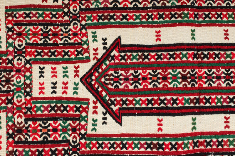 3x4 Red and White Turkish Tribal Rug