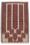 3x4 Red and White Turkish Tribal Rug