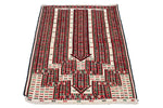 3x4 Red and White Turkish Tribal Rug