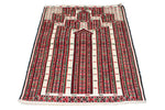 3x4 Red and White Turkish Tribal Rug