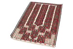 3x4 Red and White Turkish Tribal Rug