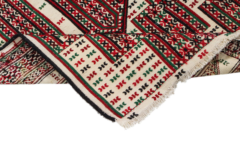 2x4 Red and White Turkish Tribal Rug