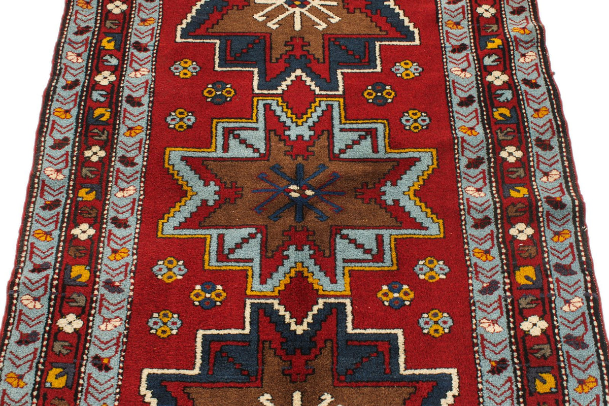 4x6 Red and Blue Kazak Tribal Rug