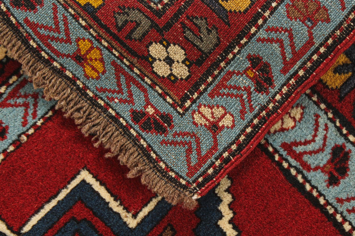 4x6 Red and Blue Kazak Tribal Rug
